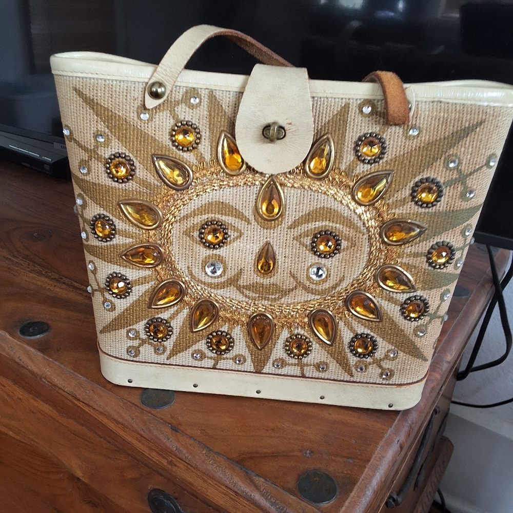 🌞🌻🌼🌸 RARE. Enid Collins of Texas vintage Fiesta Del Sol Tote